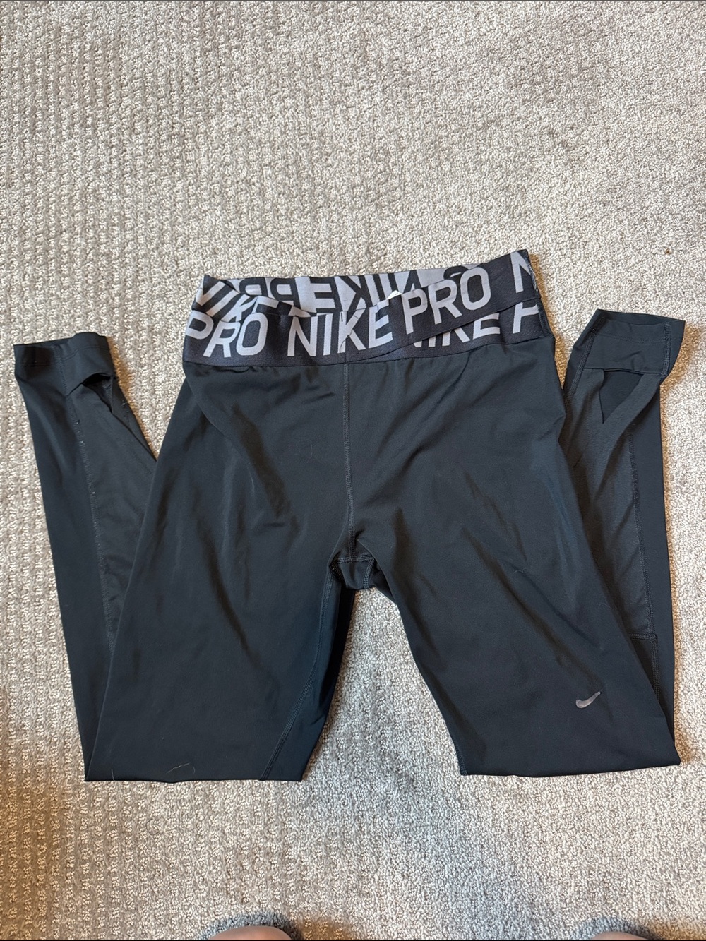 Nike Black Leggings with Gray Nike PRO Waistband